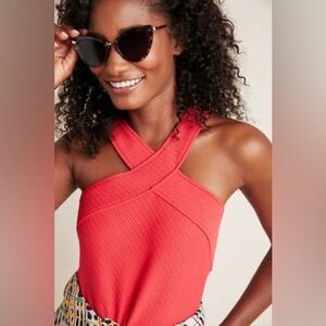 ANTHROPOLOGIE Red Cross-Front Top - Sz XXS
